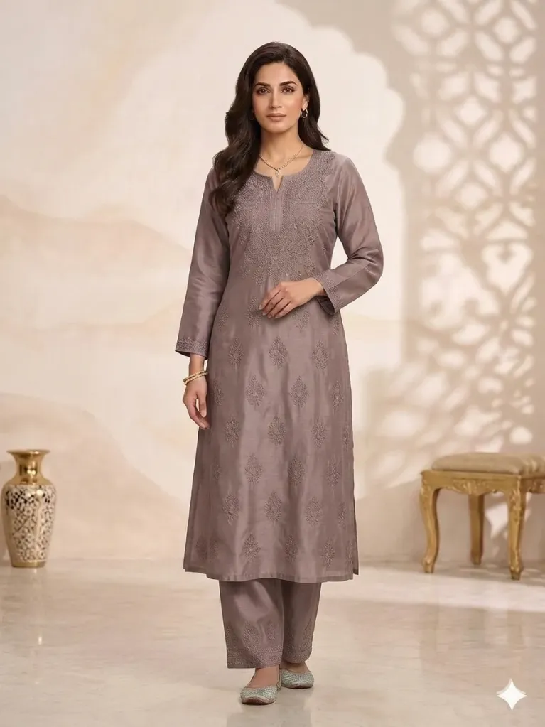 Coffee Blossom Lakhnavi Suit