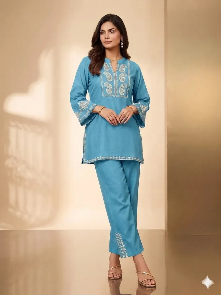Modern Ethnic Blue Co-Ord Set