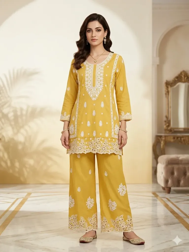 Marigold Chikankari Co-Ord Set