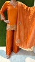 Rust Chinnon Embroidered Sharara Set with Dupatta