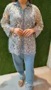 Blue Crochet Coord Set with Cut-Work Design