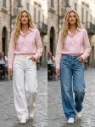 Pink Pearl-work Relaxed Fit Shirt