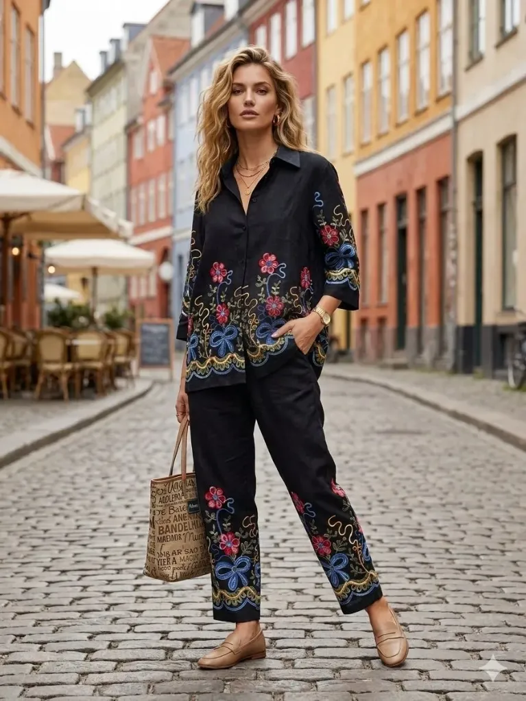 Black Thread-work Co-Ord Set