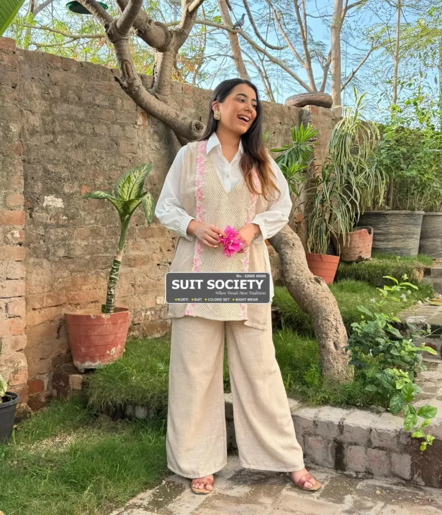 [RST993511-XL] Jute Co-Ord Set with Cotton Shirt