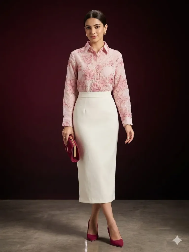[RST990701-L-P] Pink Soft Shimmer Shirt (40 (L))