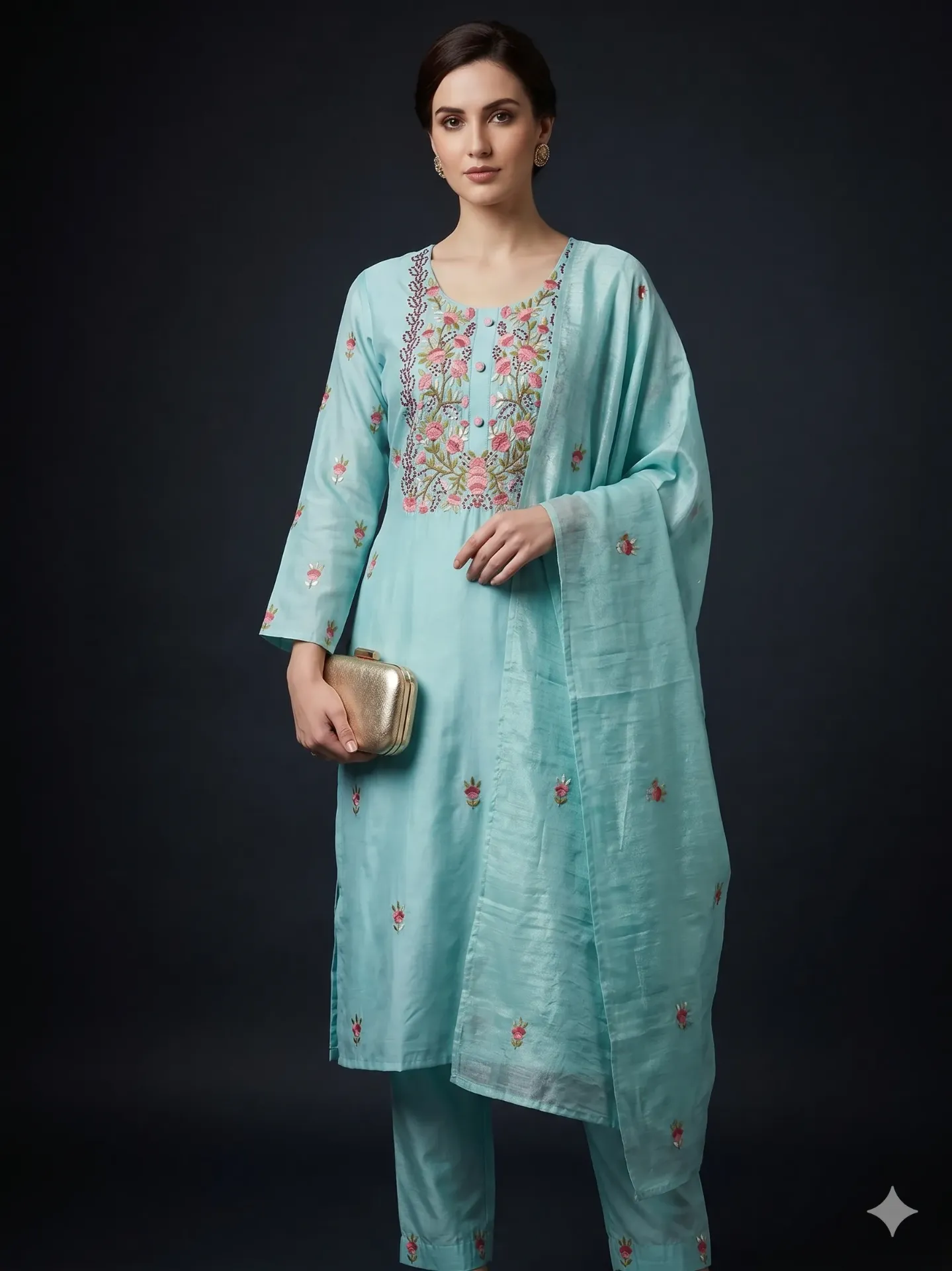 Blue Mul Chanderi Suit