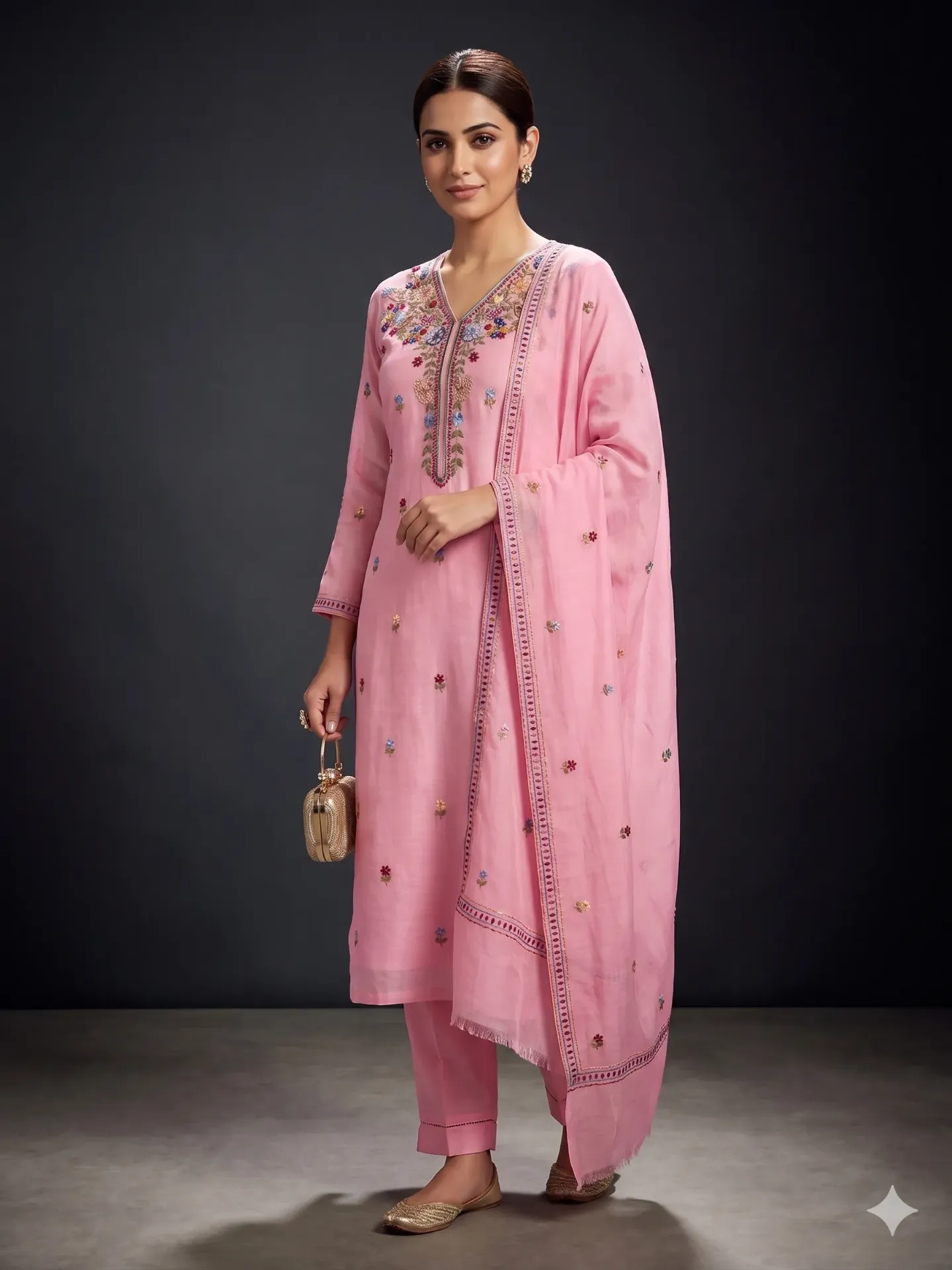 Pink Mul Chanderi Suit