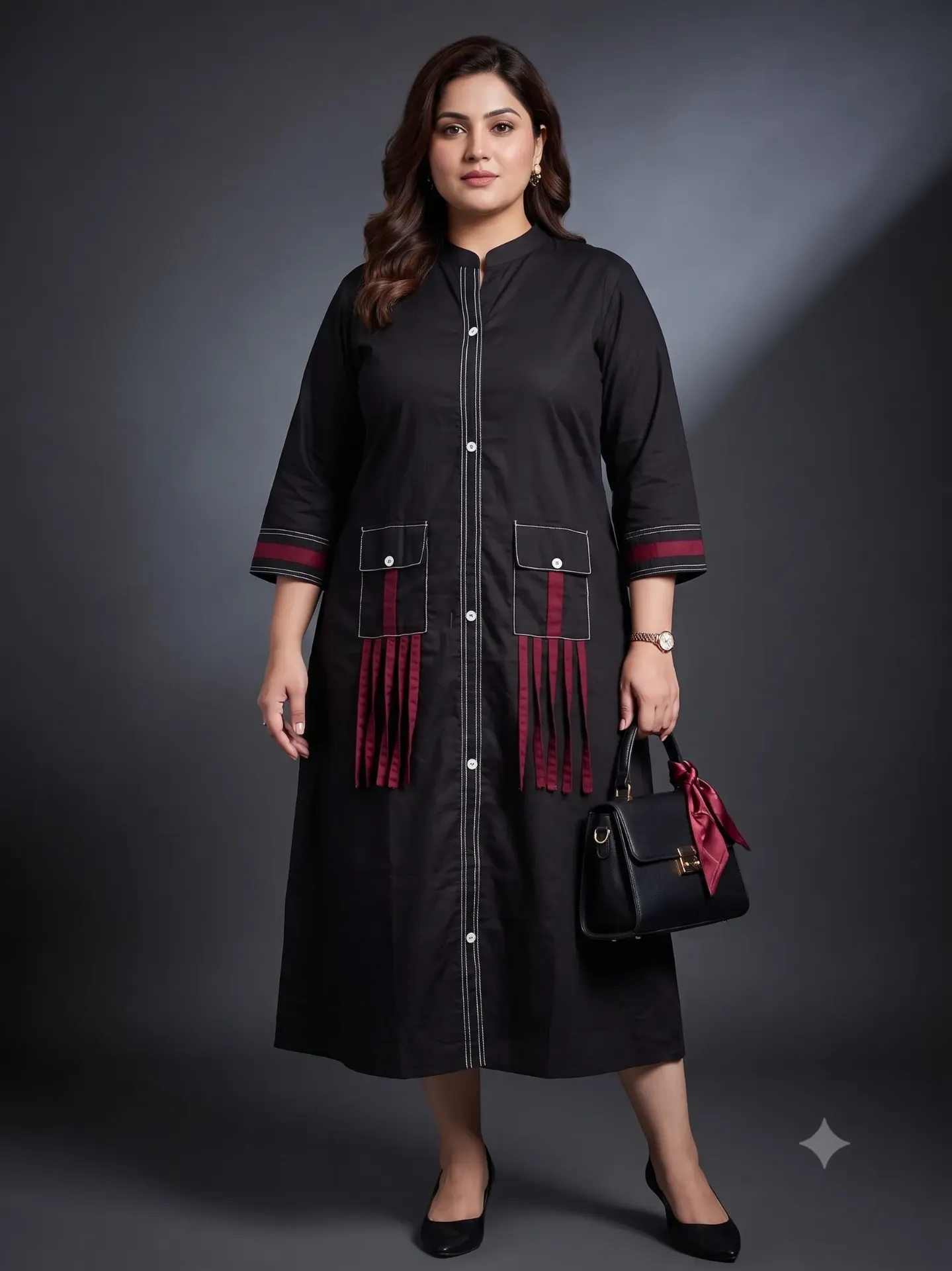 Black Glass Cotton Midi