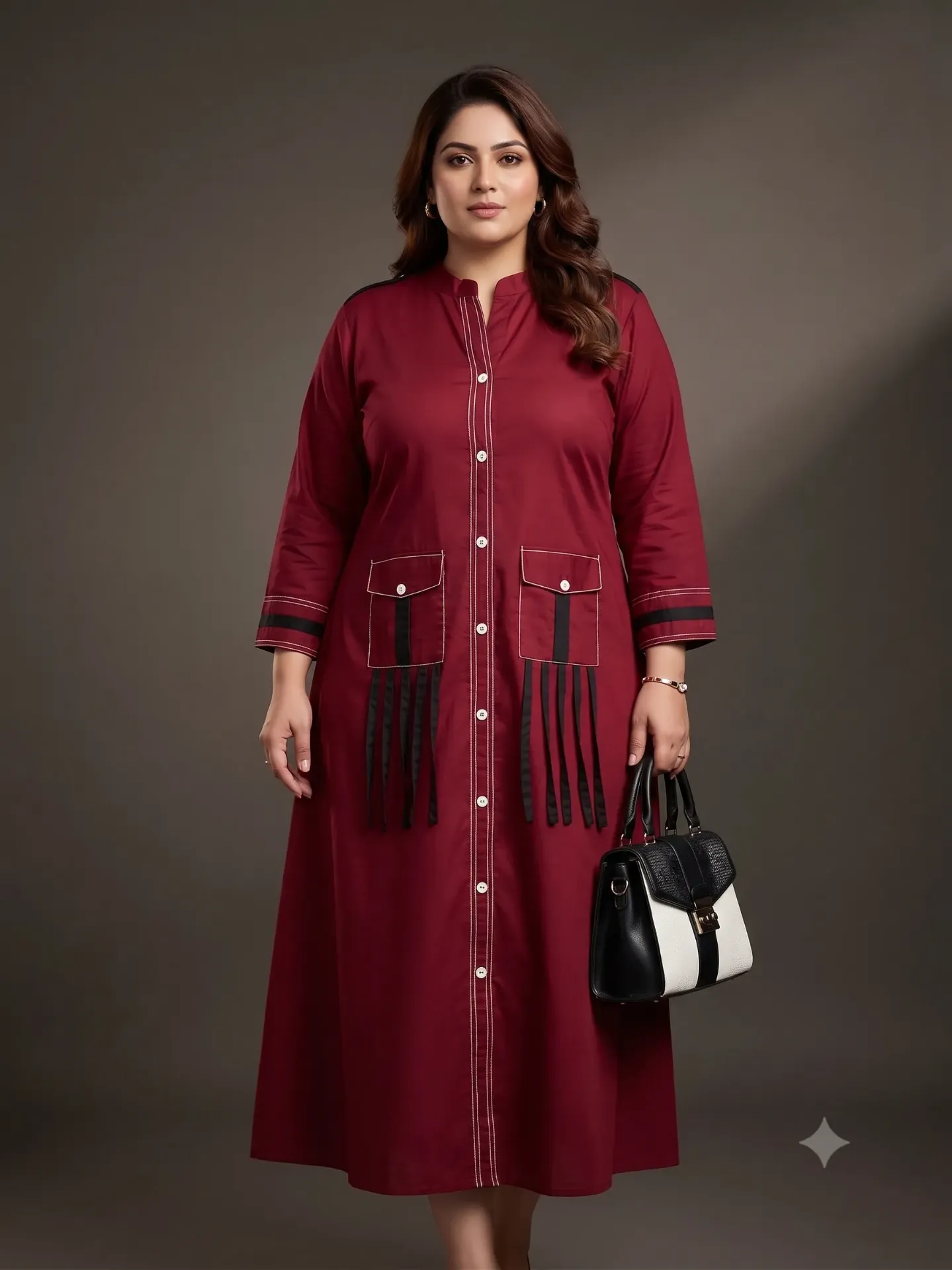 Maroon Glass Cotton Midi