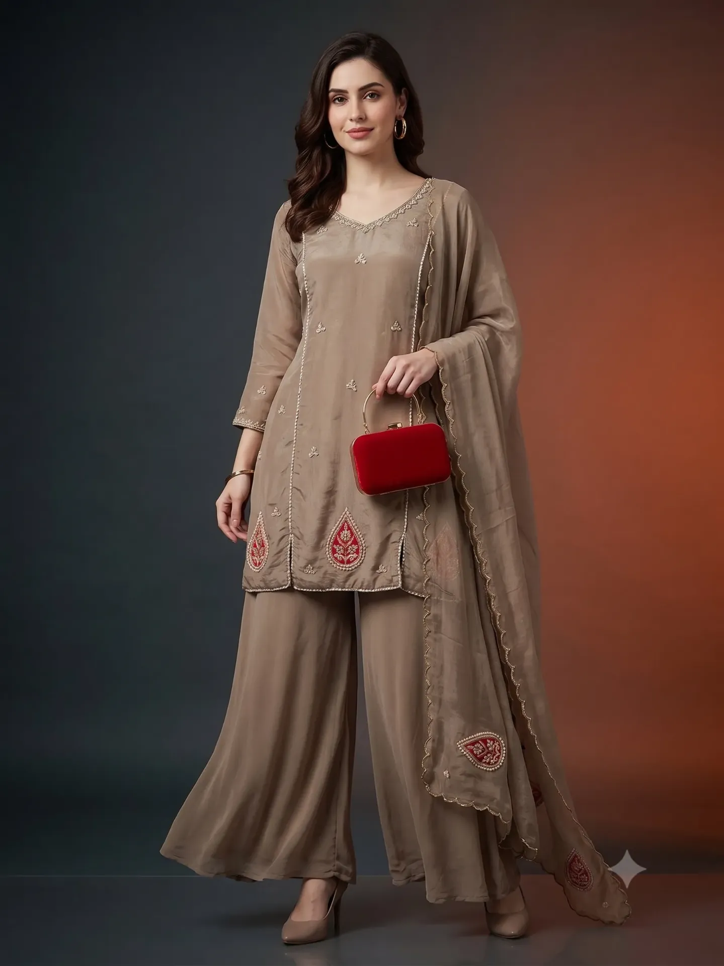 [RS990523] Light brown Crepe Heavy Suit