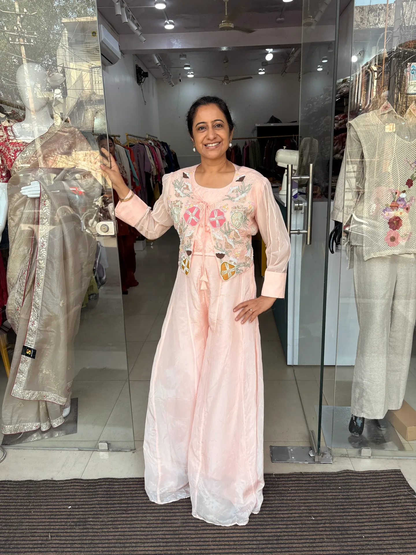 [RS990542-L] Pink Indo-western Dress (40 (L))
