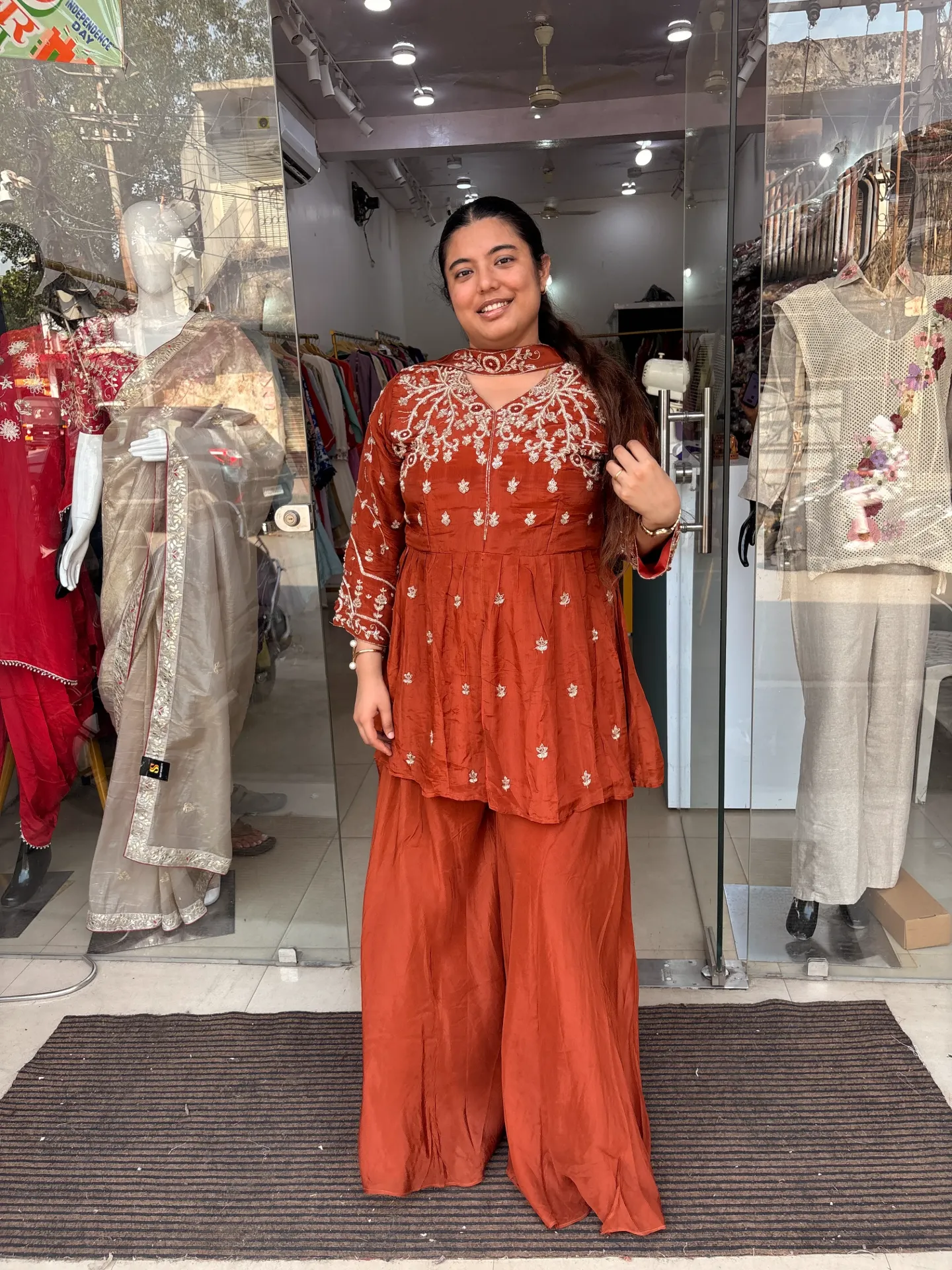 Noorani Peplum in Rust