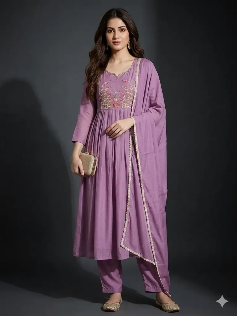 Cutdana Pearl Royal Purple Designer Suit