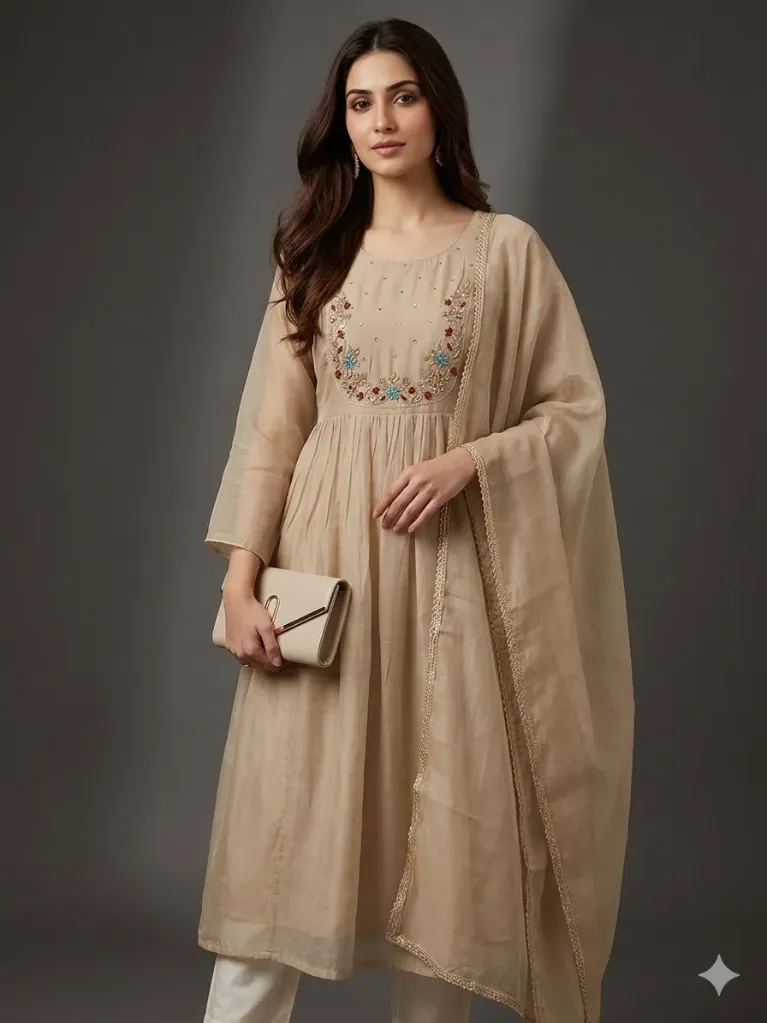 Cutdana Pearl Royal Cream Designer Suit