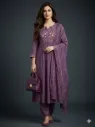 Mul Chanderi Purple Suit