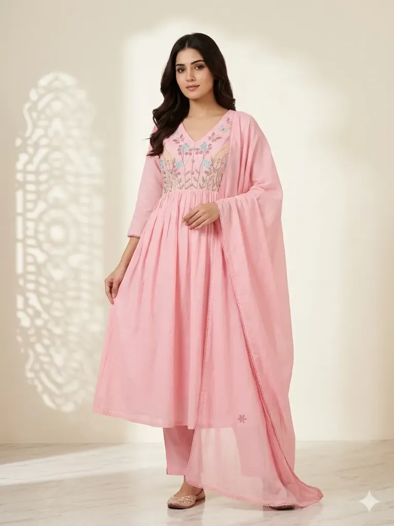 Blooming Elegance Pink Floral Fantasy Suit