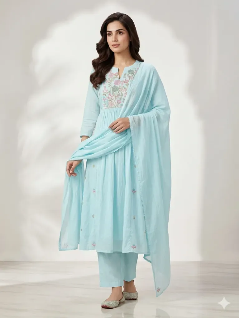 Blooming Elegance Blue Floral Fantasy Suit