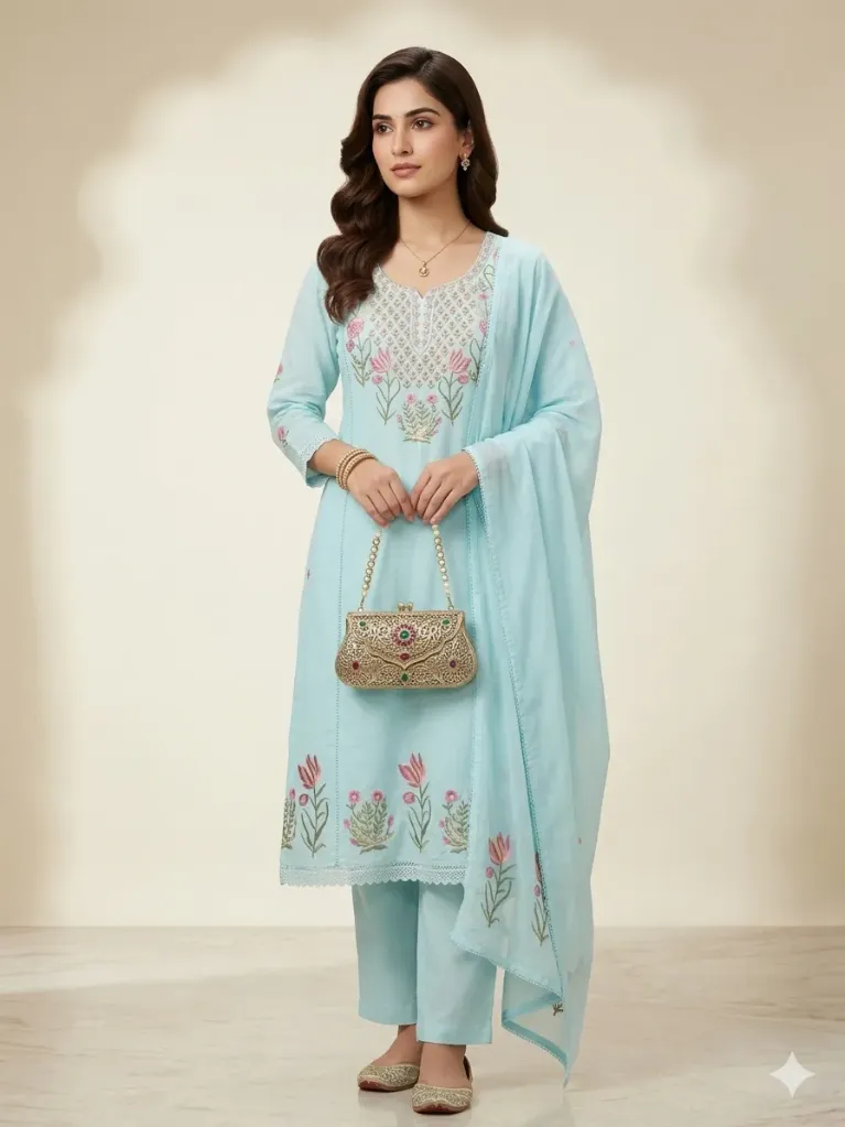 Blooming Elegance Blue Floral Fantasy Suit