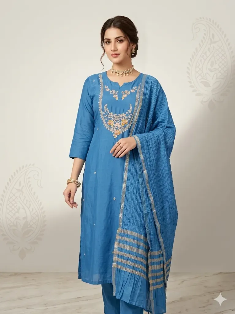 Royal Sapphire Bloom Suit Set