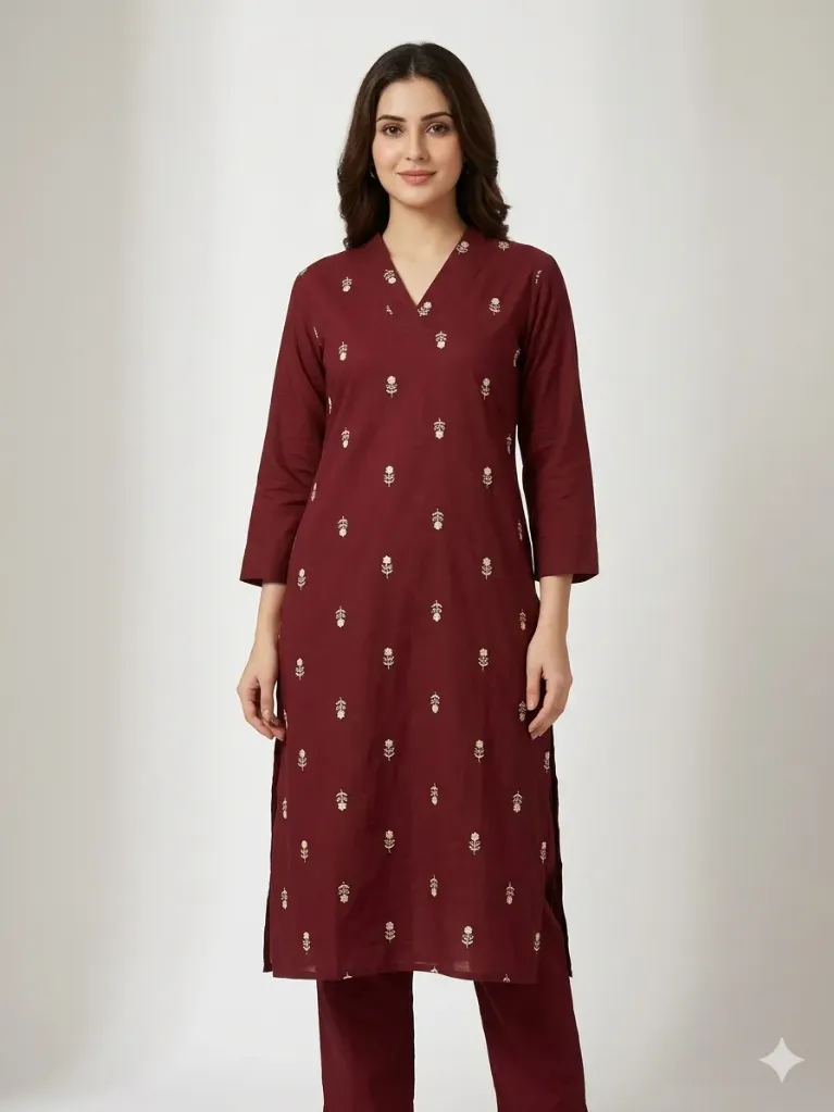 [MV99906] Maroon Gulbuti Kurta Set