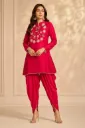 Royal Crimson Bloom Kurti Dhoti Set