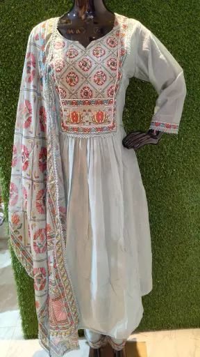 [M995291] Mul Chanderi Suit with Patch Work