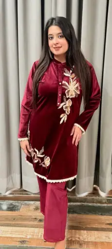 [VK995791] Maroon Velvet Coord